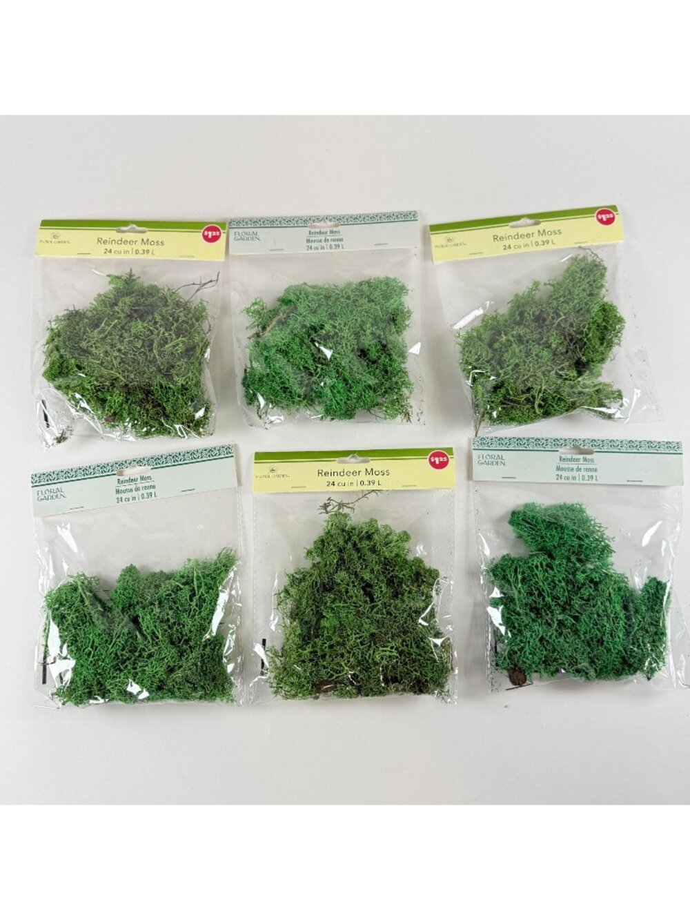 Floral Garden Reindeer Moss 24 Cu In Decorative Filler Green Crafting Pack Of 6